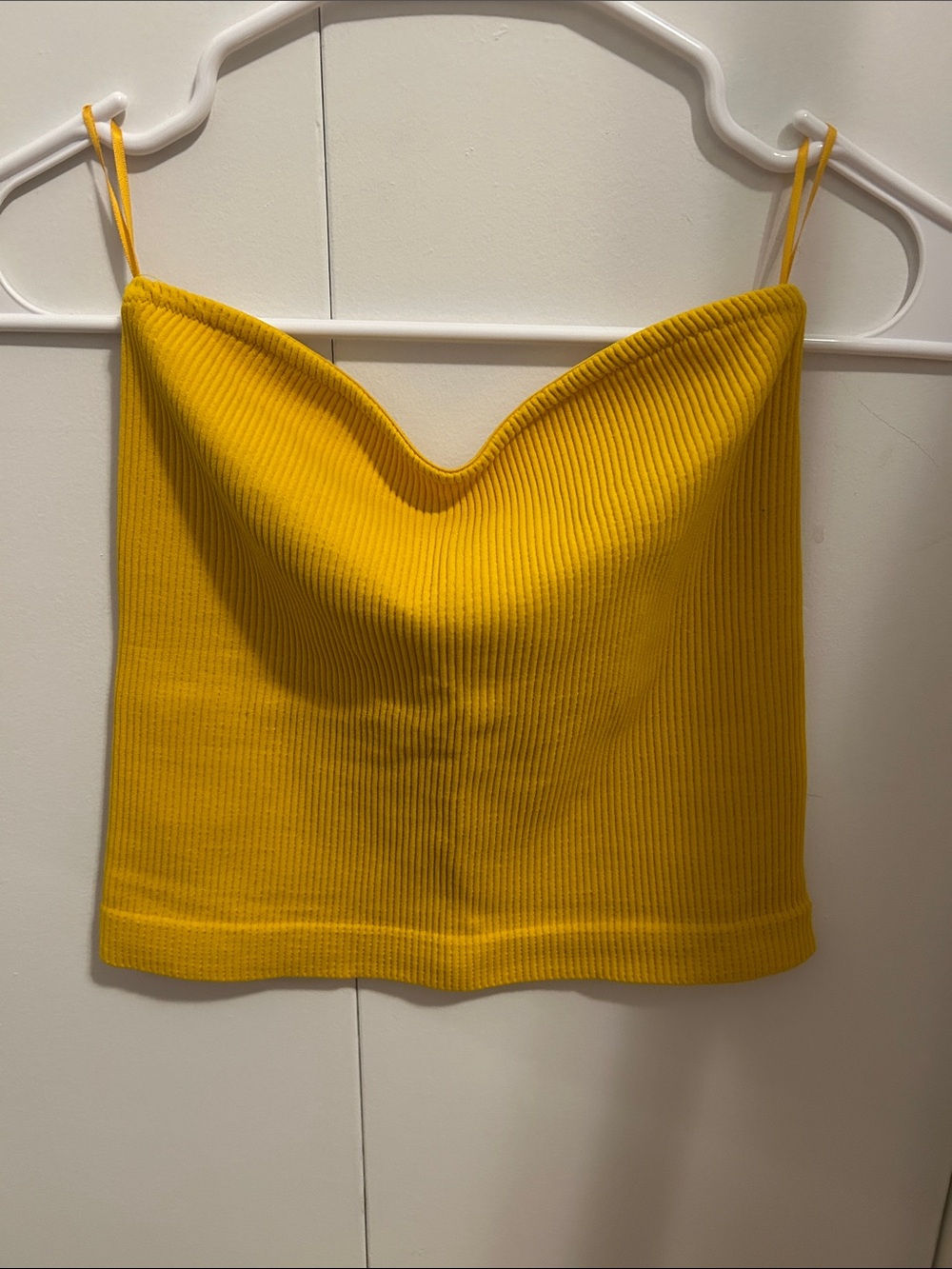 Dynamite Yellow Ribbed Cowl Neck Camisole